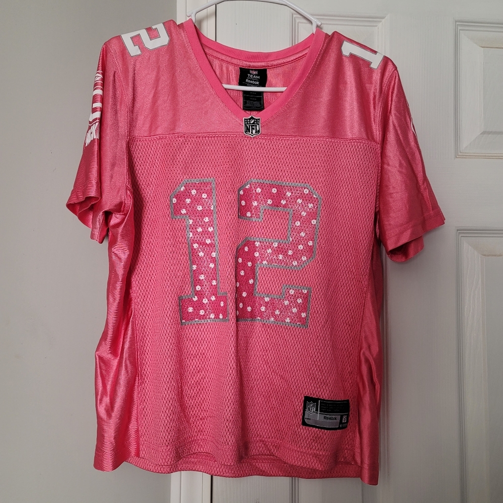 Reebok Aaron Rodgers jersey women's large pink and white Green Bay Packers 12